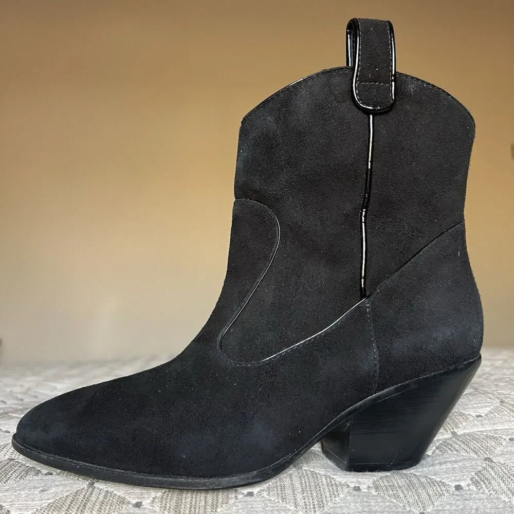 Giuseppe Zanotti Black Suede w/ Patent Leather Trim Western Boots EU 36‎ US 6 - Picture 2 of 16